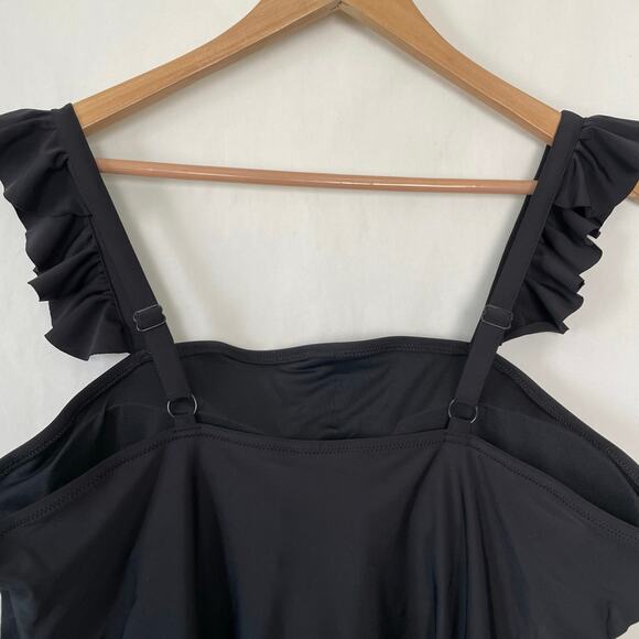 Old Navy Womens Square-Neck Ruffled Strap French-Cut One-Piece Swimsuit XXL NWT - Picture 7 of 12